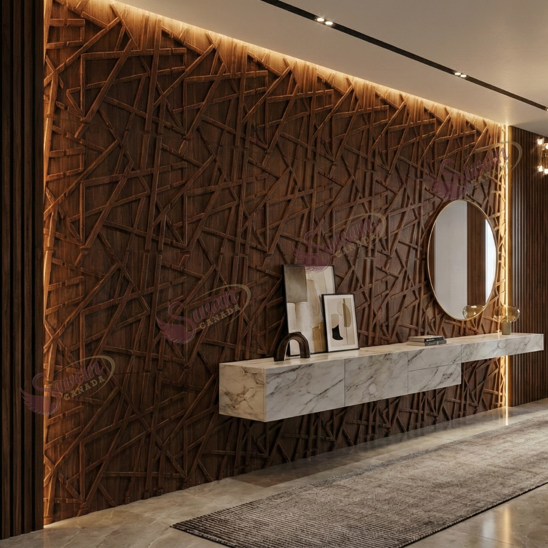 3D Wall Panels, Walnut Brown, 19.7" x 19.7"