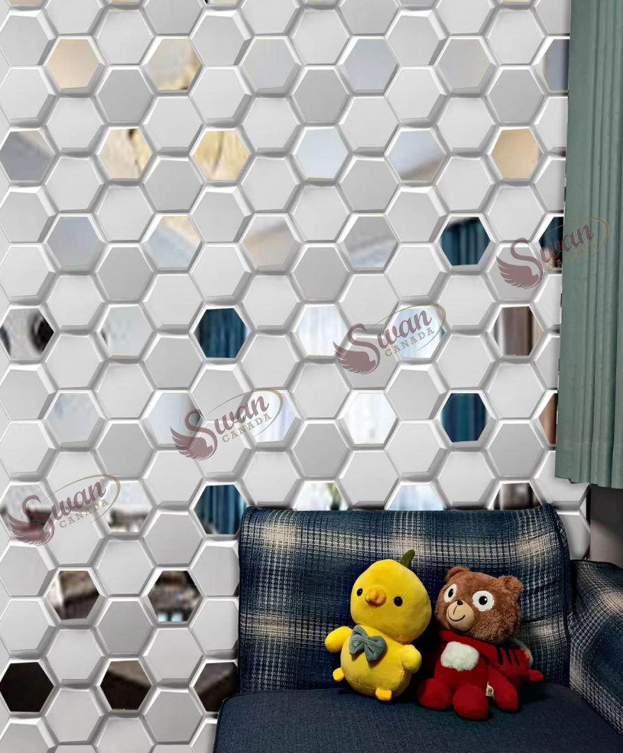 3D Wall Panels, Matte White Hexagon, 19.7" x 19.7"