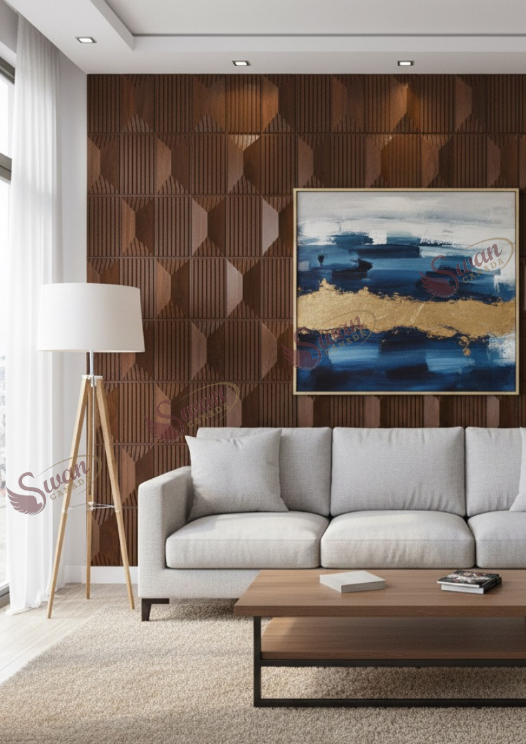 3D Wall Panels, Walnut Brown, 19.7" x 19.7"