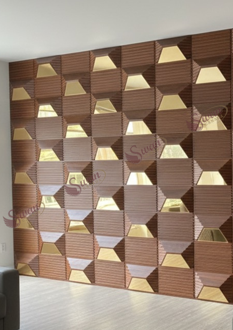 3D Wall Panels, Walnut Brown, 19.7" x 19.7"