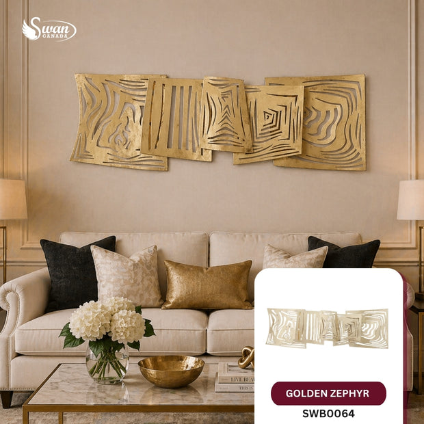 Décoration murale décorative, Golden Zephyr, 51,5 po x 17,5 po, 1 pièce