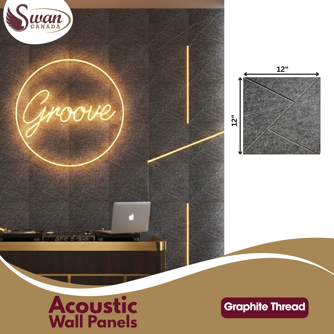 Acoustic Felt Panel, Graphite Thread, 1ft x 1ft