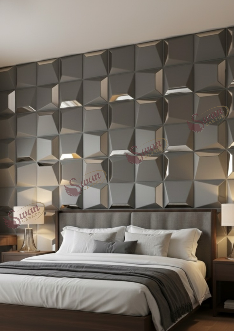 3D Wall Panels, Matte Silver, 19.7" x 19.7"