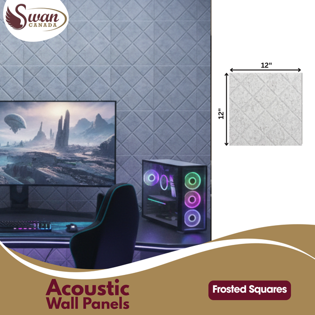 Acoustic Felt Panel, Frosted Squares, 1ft x 1ft