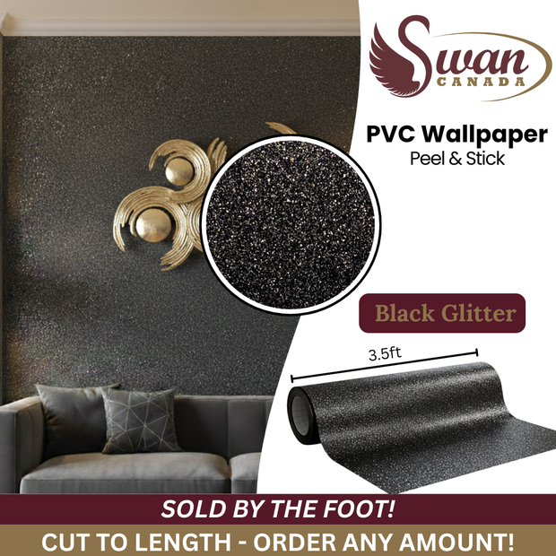 Autocollant de papier peint en PVC, Paillettes noires