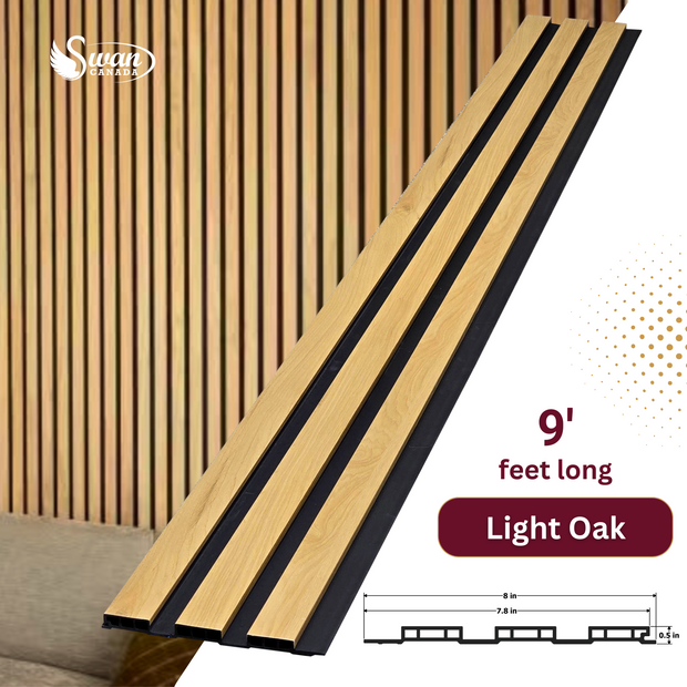 WPC Fluted Panels, Light Oak, 10 Panels x 9 feet long.