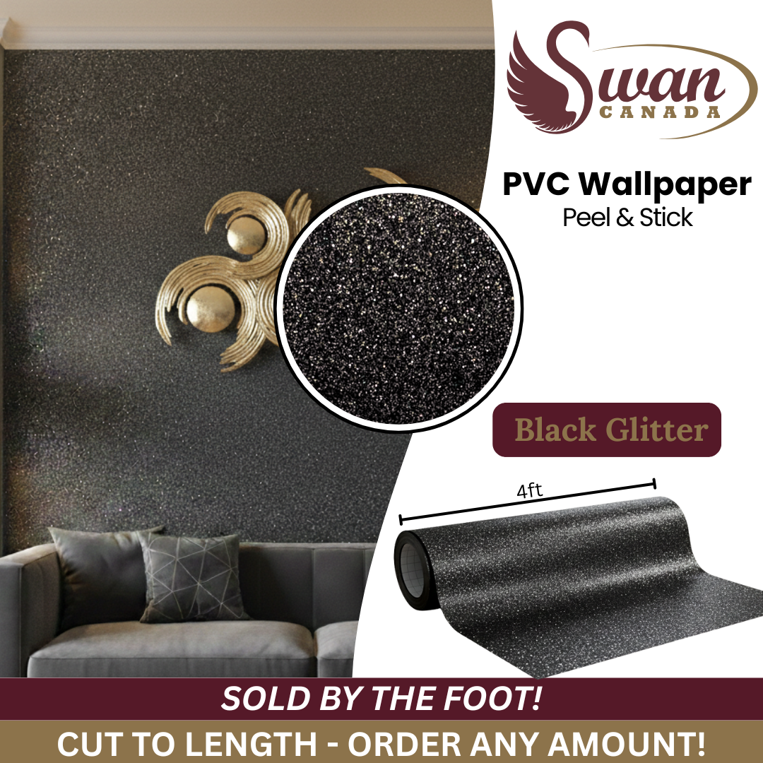 PVC Wallpaper Sticker, Black Glitter