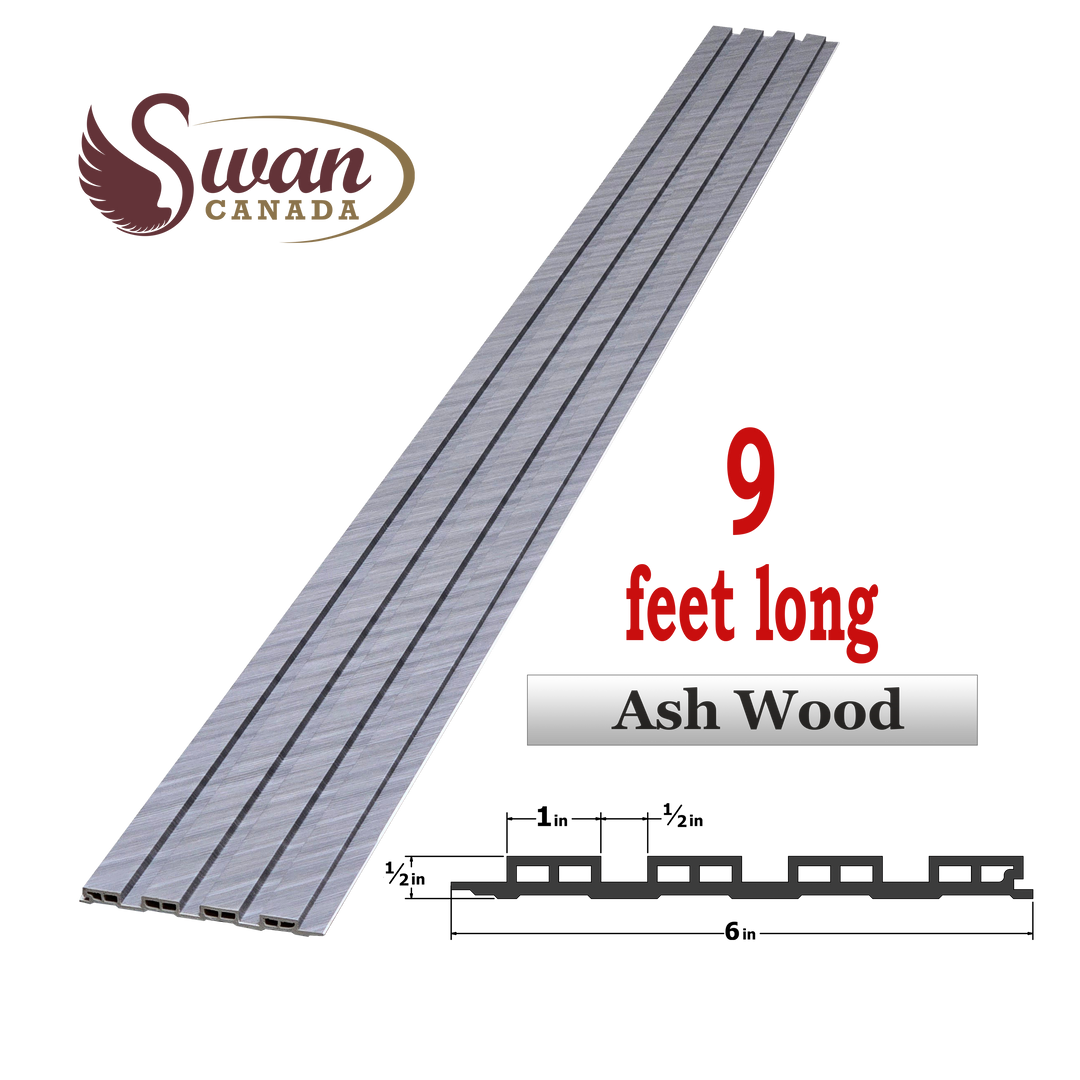 WPC Fluted Panels, Ash Wood, 10 Panels x 9 feet long.