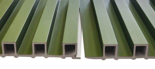 WPC Fluted Panels, Blackish Green, 108in x 6.5in. 10 Panels