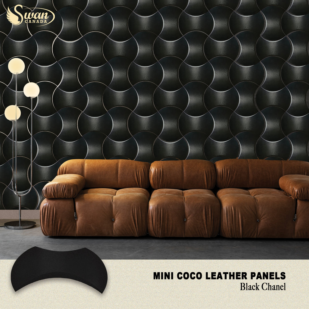 Mini Coco Leather Panels, Black Chanel, 10 Panels, 15.5" x 6.5"