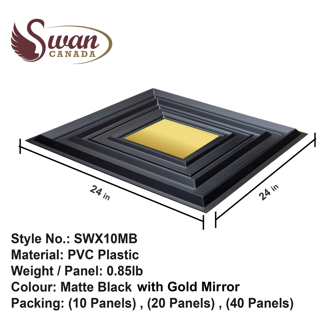 3D Wall Panels, Matte Black, 24" x 24"