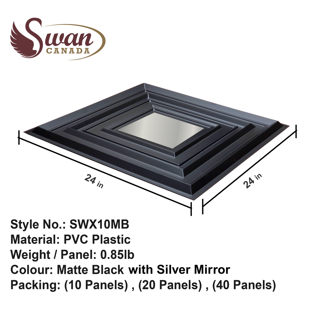 3D Wall Panels, Matte Black, 24" x 24"