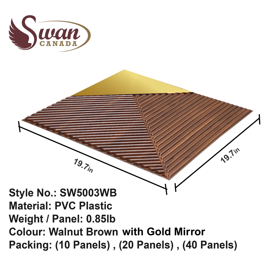 3D Wall Panels, Walnut Brown, 19.7" x 19.7"