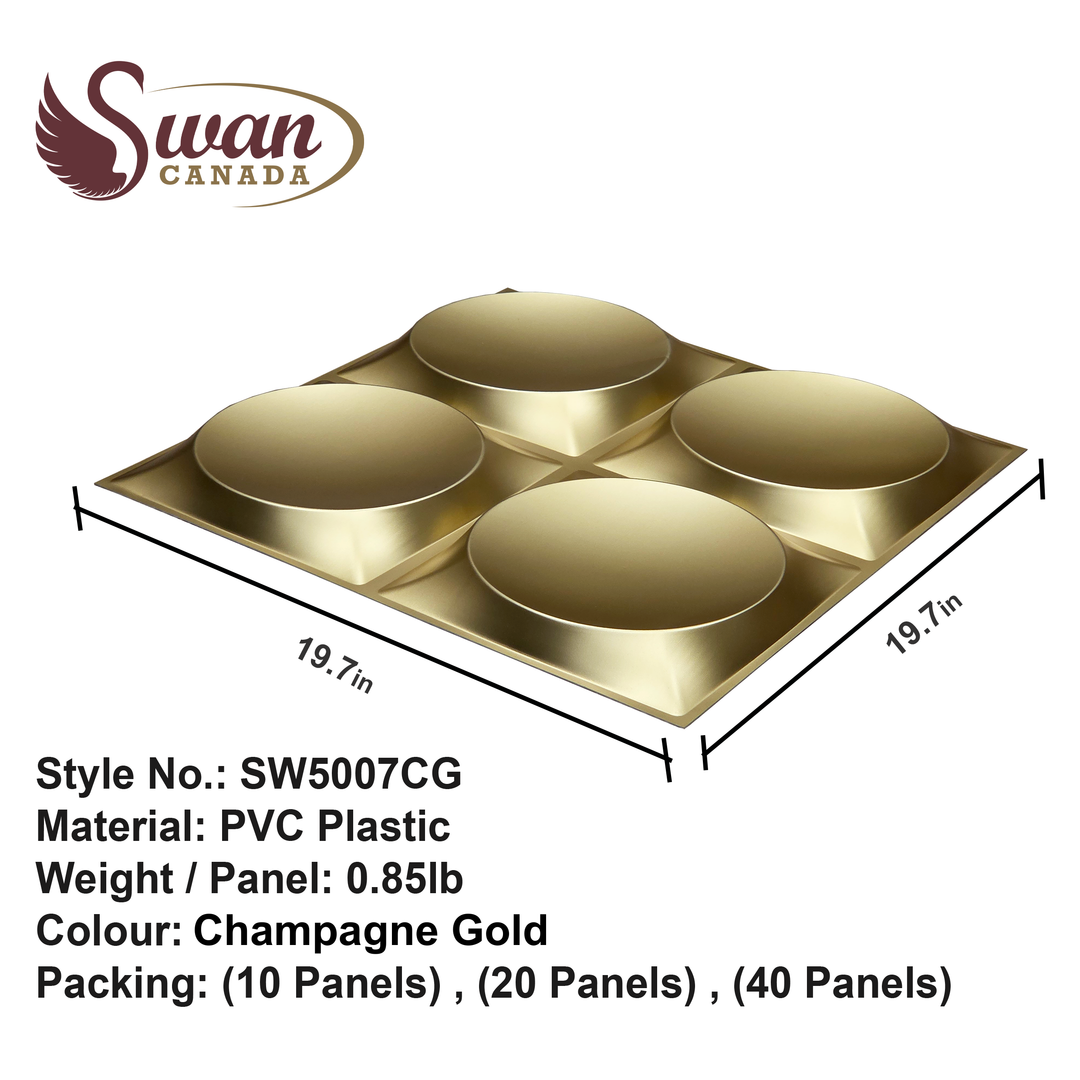 3D Wall Panels, Champagne Gold, 19.7" x 19.7"