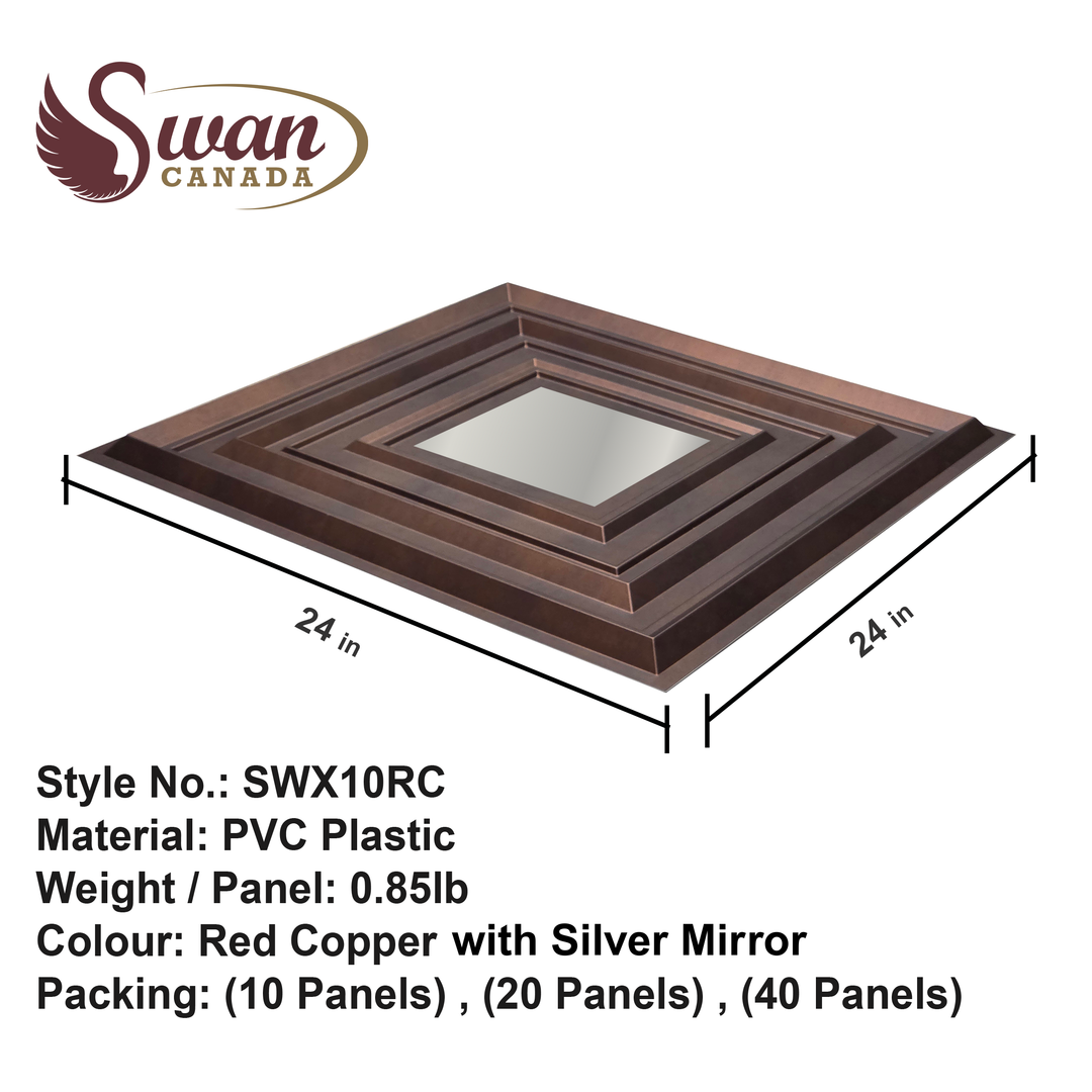 3D Wall Panels, Red Copper, 24" x 24"