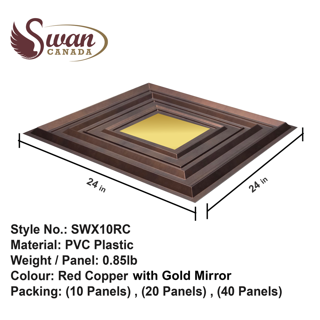 3D Wall Panels, Red Copper, 24" x 24"