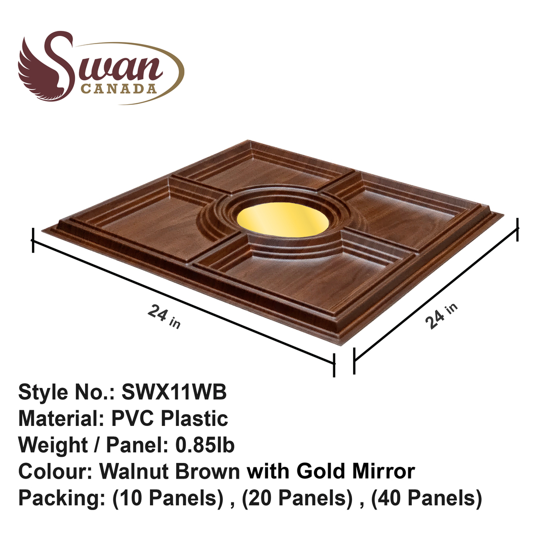 3D Wall Panels, Walnut Brown, 24" x 24"