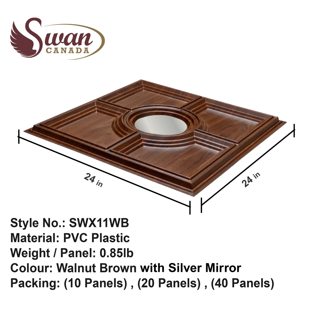 3D Wall Panels, Walnut Brown, 24" x 24"