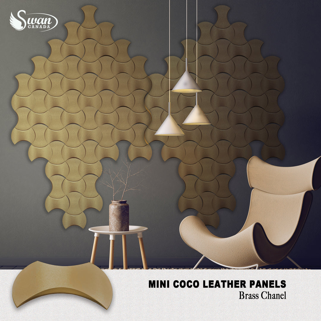 Mini Coco Leather Panels, Brass Chanel, 10 Panels, 15.5" x 6.5"