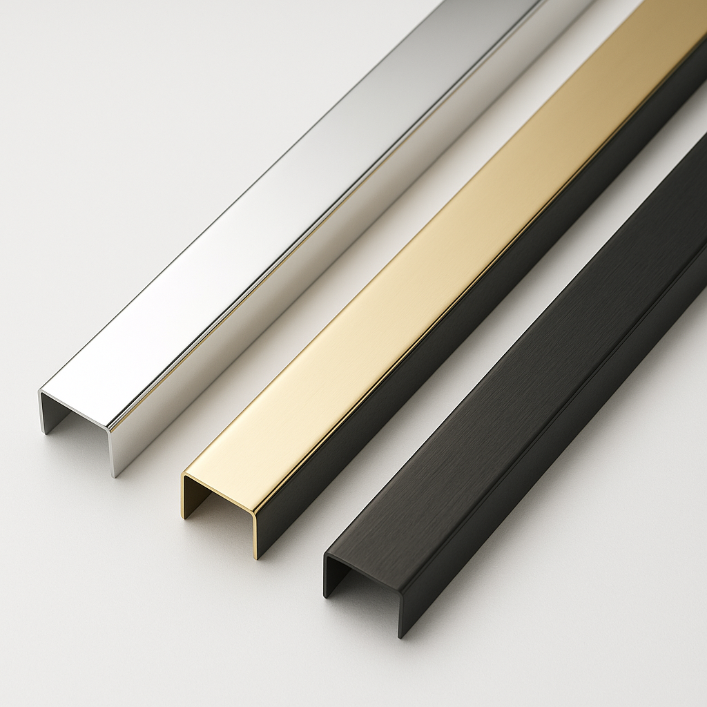 WPC U shape stainless steel trim, 9 Feet long