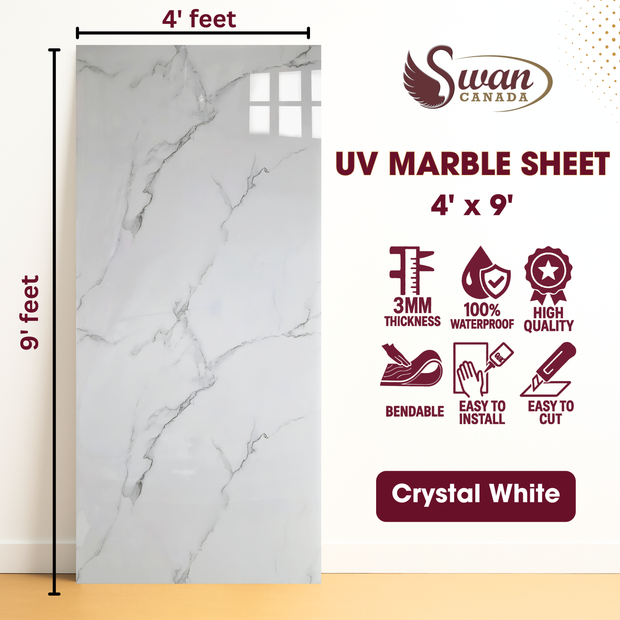 Feuilles de marbre UV, Twilight Gleam, 1 feuille, 4 x 9 pieds 