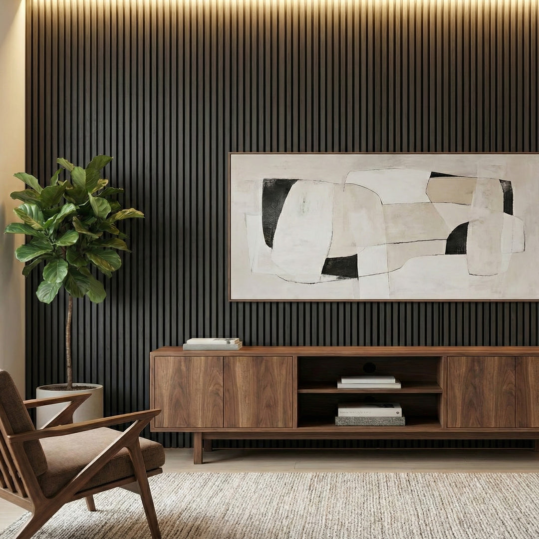 WPC Fluted Panels, Black color, 10 Panels x 9 feet long,