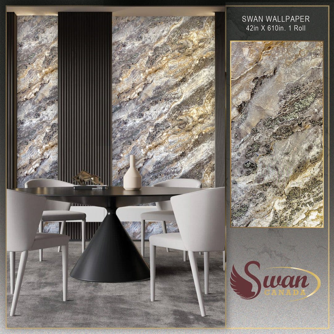 Swan Wallpaper, Rustic Stone, 42in X 610in. 1 Roll