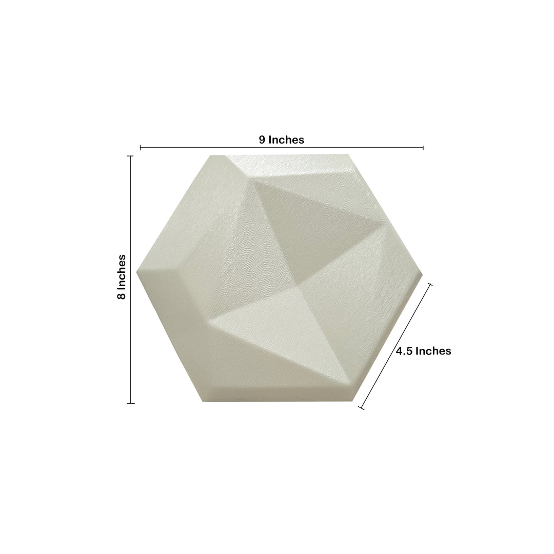 Hexagon Leather Panels, White Terra, 10 Panels, 9" x 8"