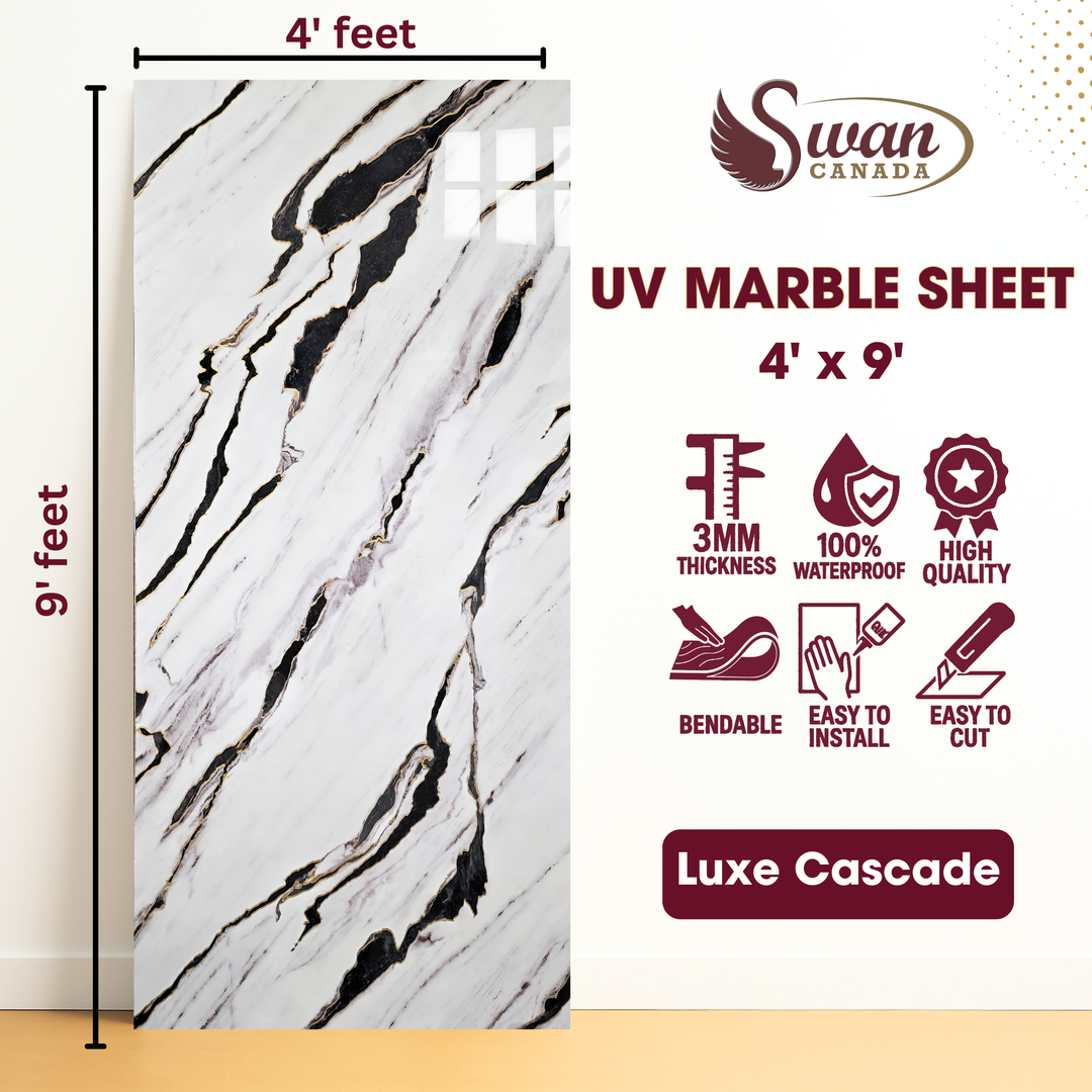 Feuilles de marbre UV, Twilight Gleam, 1 feuille, 4 x 9 pieds 