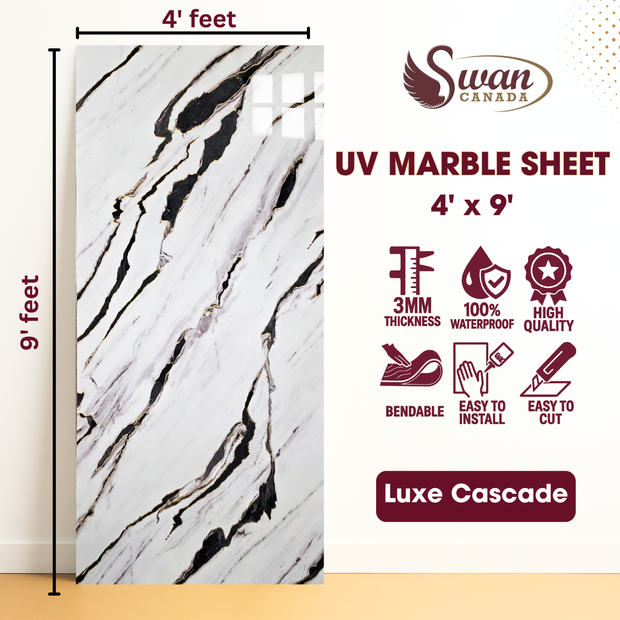 Feuilles de marbre UV, Twilight Gleam, 1 feuille, 4 x 9 pieds 