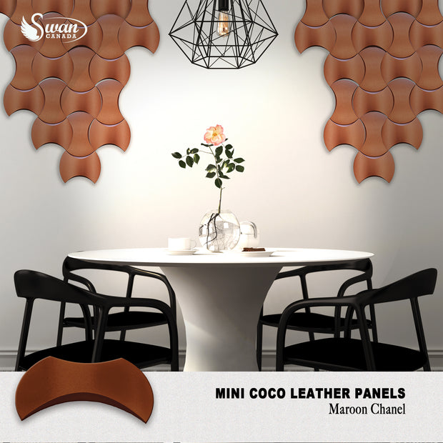 Panneaux Mini Coco en cuir, Chanel bordeaux, 10 panneaux, 15,5" x 6,5"