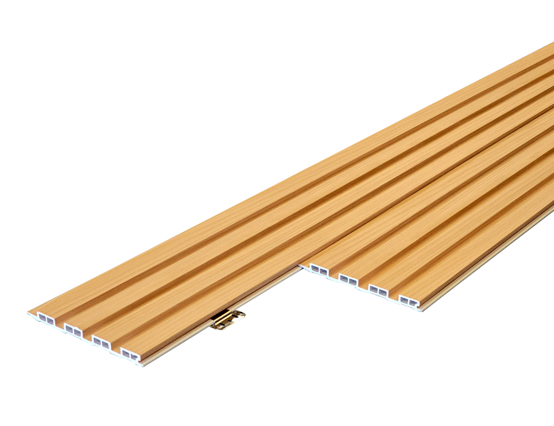 WPC Fluted Panels, Natural Oak, 10 Panels x 9 feet long.