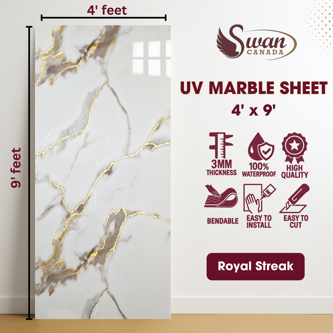 UV Marble Sheets, Royal Streak, 1 Sheet, 4 X 9 Feet