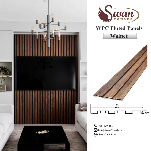 WPC Fluted Panels, Walnut Brown , 12 Panels x 9 feet long.