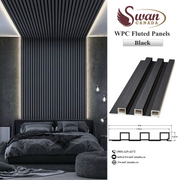 WPC Fluted Panels, Black Wood , 8_Panels x 9 feet long.