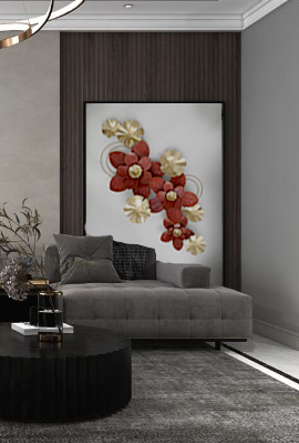 Décoration murale, grappe de fleurs d'automne, 47,25 po x 23,5 po, 1 pièce