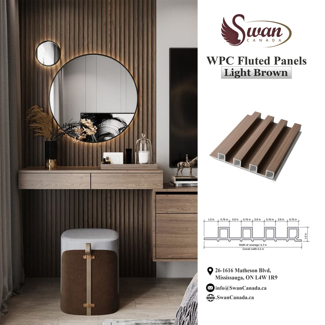 WPC Fluted Panels, Brown color, 10 Panels x 9 feet long