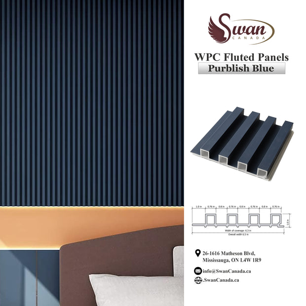 WPC Fluted Panels, Purplish Blue 10 Panels x 9 feet long. – Swan Canada