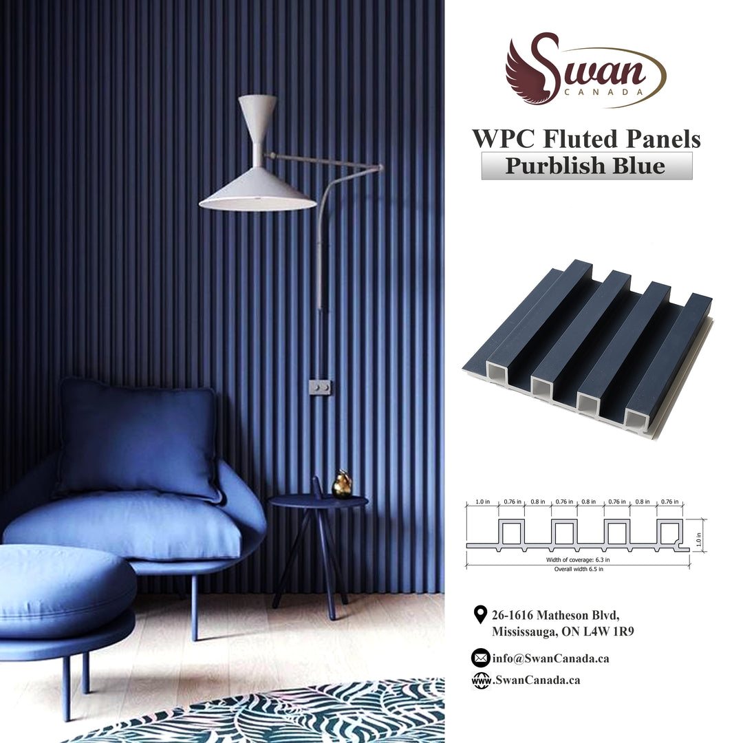 WPC Fluted Panels, Purplish Blue 10 Panels x 9 feet long.