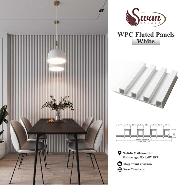 WPC Fluted Panels, White Color, 10 Panels x 9 feet long.