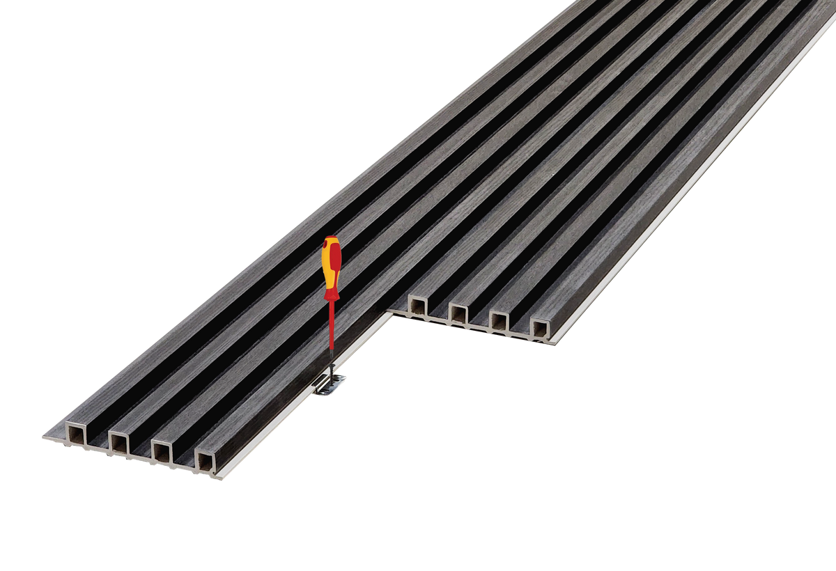 WPC Fluted Panels, Black Ash, 10 Panels x 9 feet long – Swan Canada