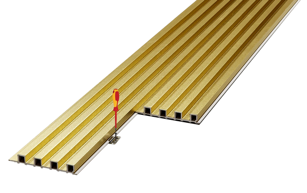 WPC Fluted Panels, Gold Color, 10 Panels x 9 feet long