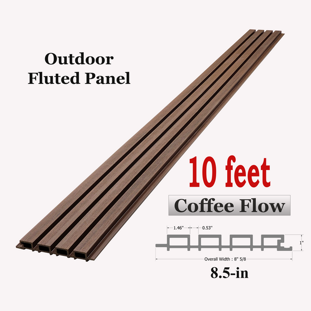 Outdoor WPC Fluted wall Panels, Coffee Flow, 5 Panels/box