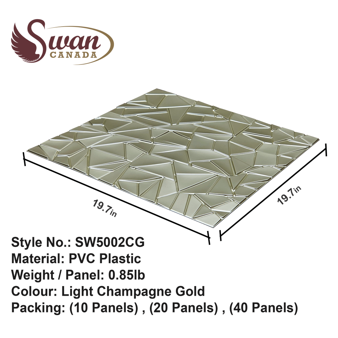 3D Wall Panels, Light Champagne Gold, 19.7" x 19.7"