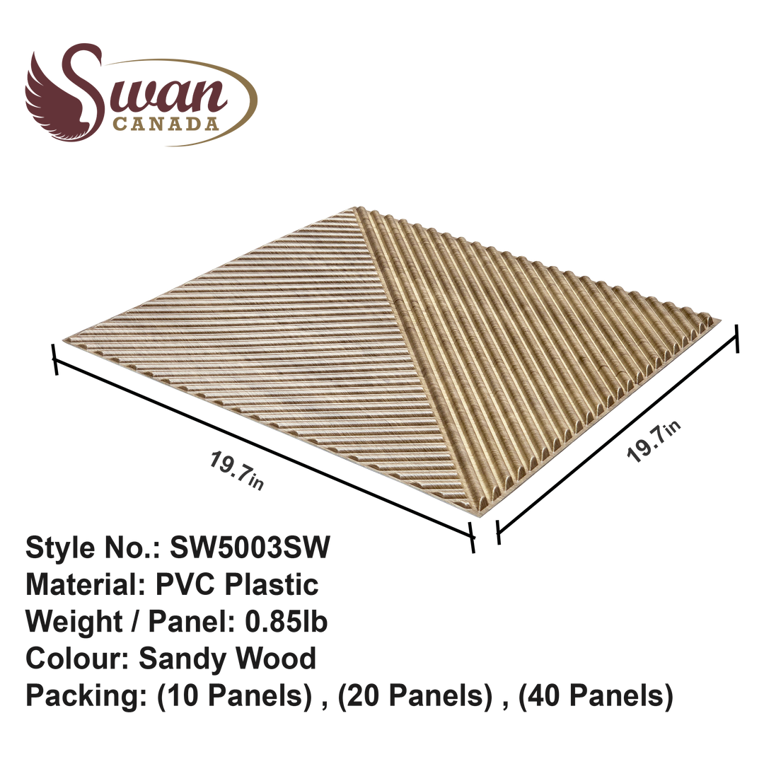 3D Wall Panels, Sandy Wood, 19.7" x 19.7"