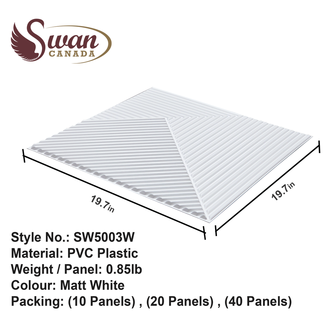 3D Wall Panels, Matte White, 19.7" x 19.7"