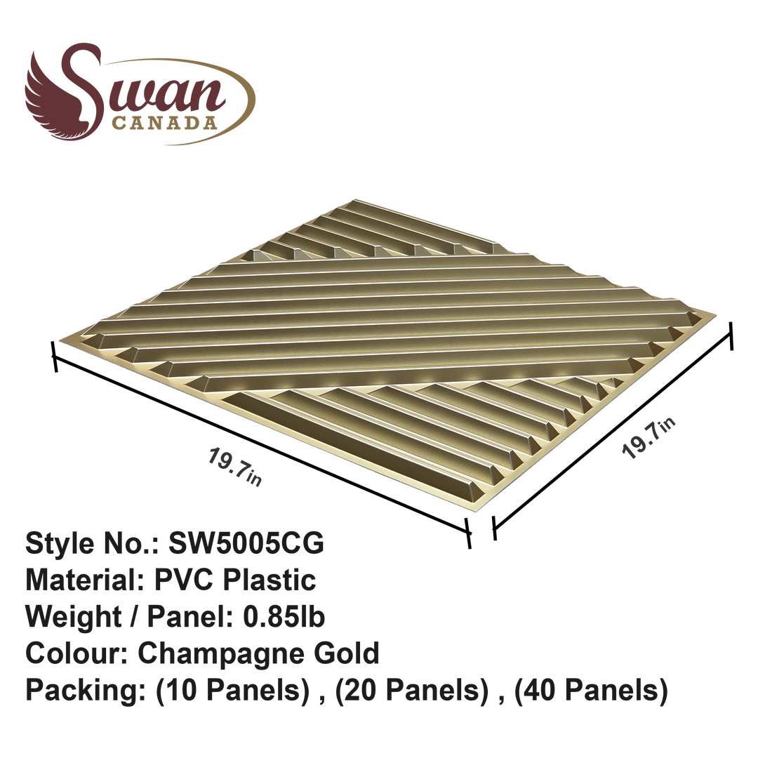 3D Wall Panels, Champagne Gold, 19.7" x 19.7"
