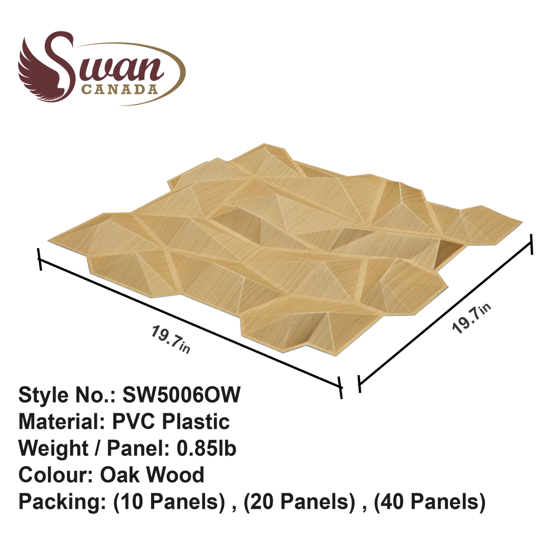 3D Wall Panels, Oak Wooden, 19.7" x 19.7"