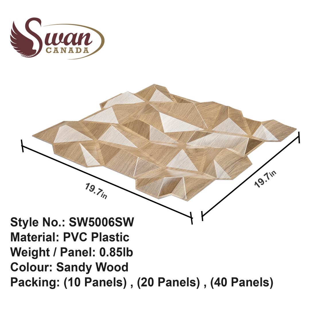 3D Wall Panels, Sandy Wood, 19.7" x 19.7"