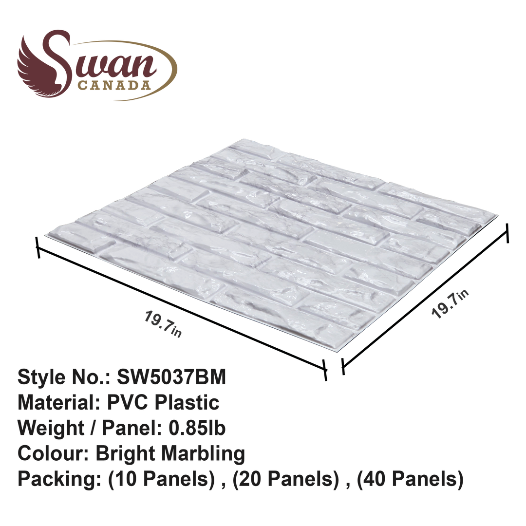 3D Wall Panels, Bright Marbling, 19.7" x 19.7"